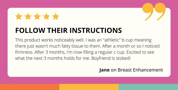 customer review on Bust Bunny breast enhancement supplement