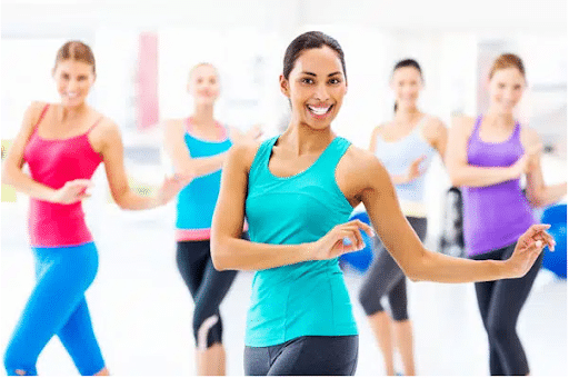 several women exercising